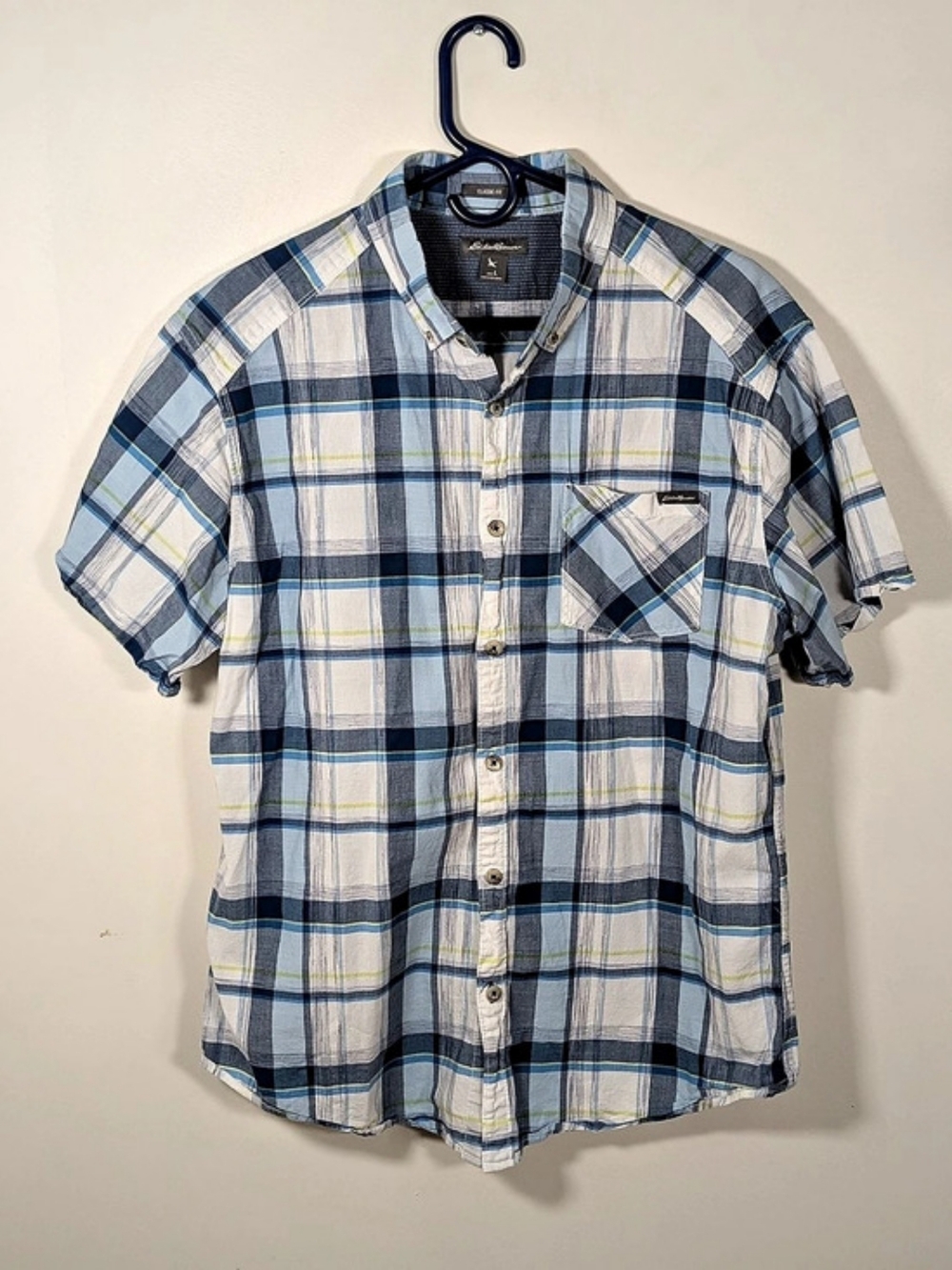 Eddie Bauer Classic Fit Plaid Cotton Shirt Size Large